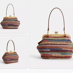 BNWT COACH Straw Multicolor Kisslock Frame Bag 27
